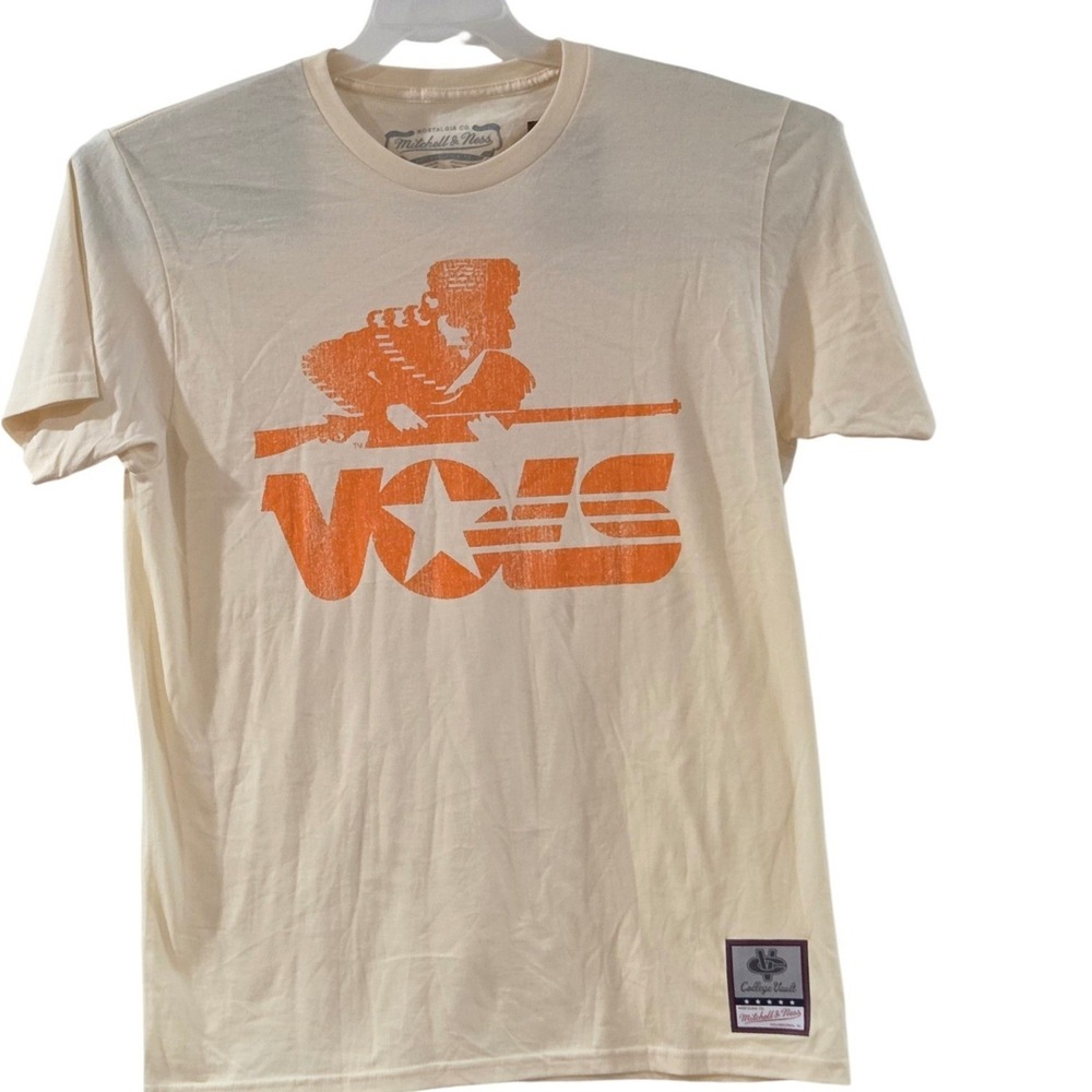 Mitchell & Ness Tennessee Volunteers Vols College Vault Cream T-Shirt Mens L NEW